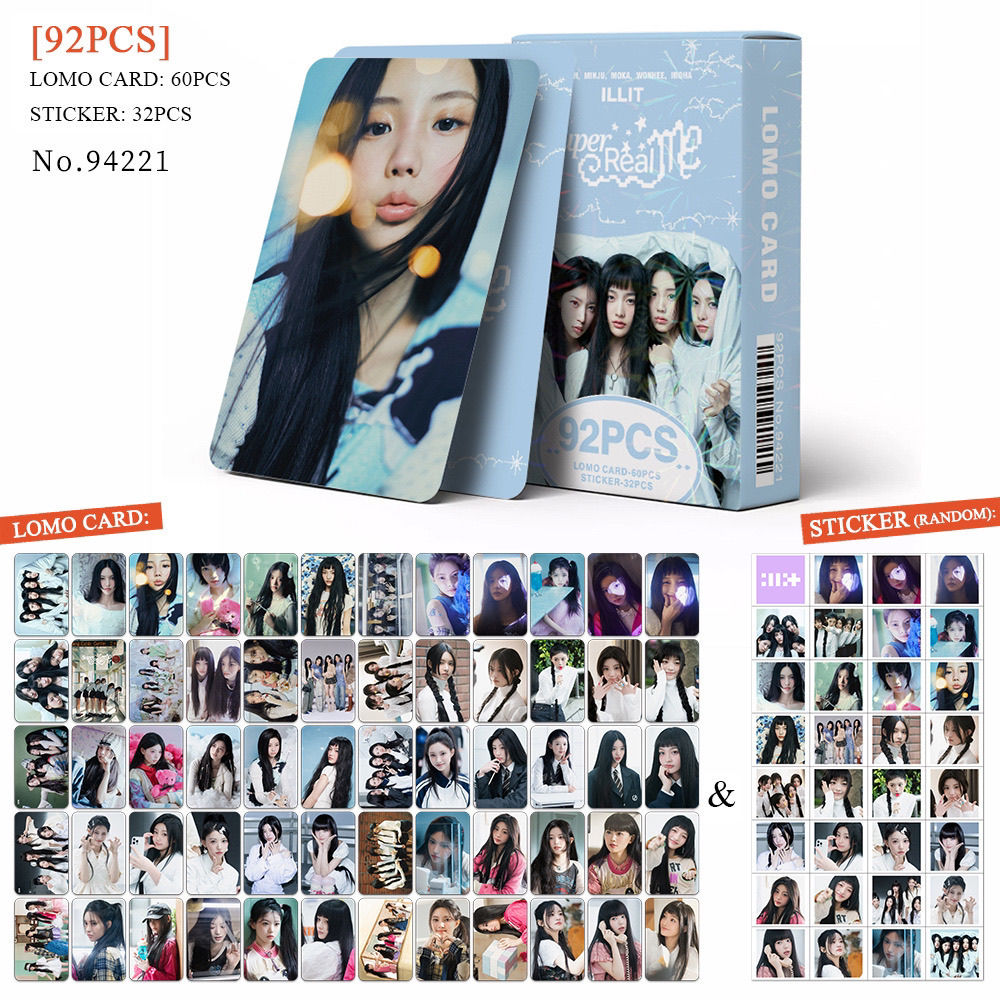 ILLIT SUPER REAL ME PHOTOCARDS 92 PCS (60 CARTES + 32 AUTOCOLLANTS)