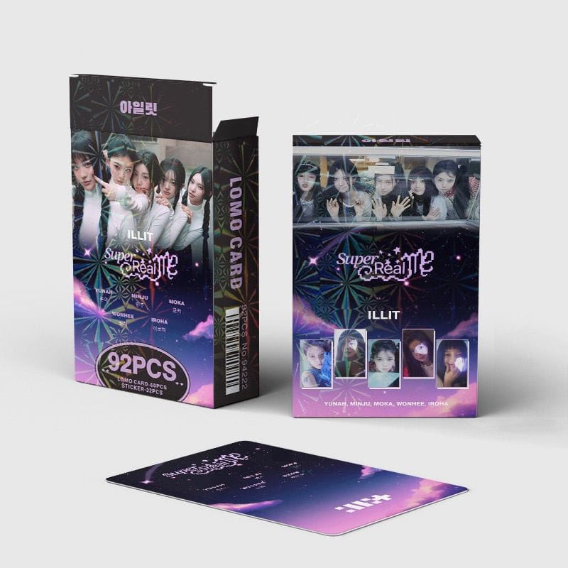 ILLIT SUPER REAL ME PHOTOCARDS 92 PCS (60 CARTES + 32 AUTOCOLLANTS)