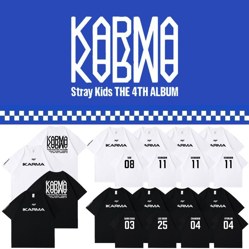 T-SHIRTS STRAY KIDS KARMA 100% COTON (COULEUR BLANCHE)